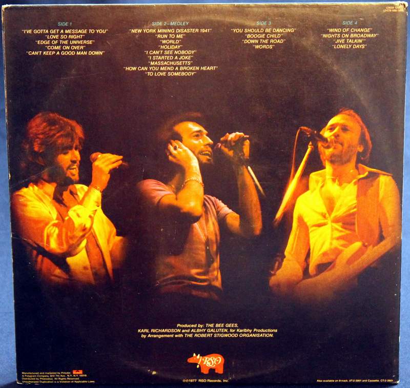 Back Side Cover: Bee Gees - Here At Last - Live - RSO - 2658120 - 1977 (2 x LP Gatefold)