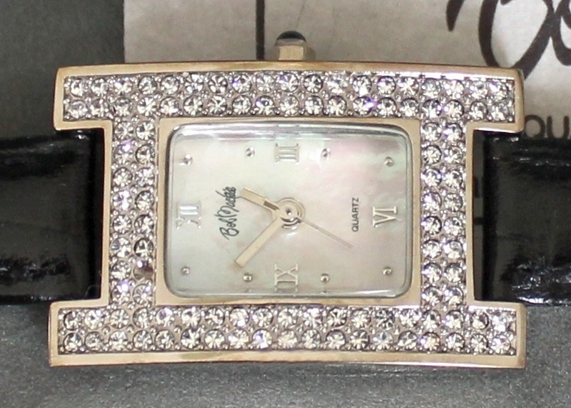 Bob Mackie quartz Watch missing 1 stone (double row of faux diamonds)