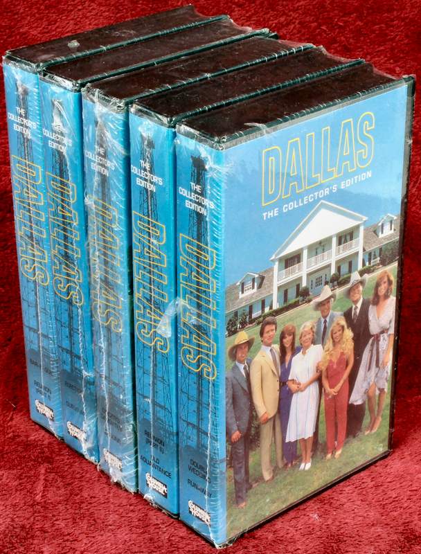 DALLAS the TV Series The Collector's Edition Columbia House 5 VHS Tapes - NEW - Sealed in Shrinkwrap - Election and Survival; Double Wedding and Runaway; Diggers Daughter and Lessons; Bar-B-Que and Reunion (part I); Reunion (part II) and Old Aquaintance