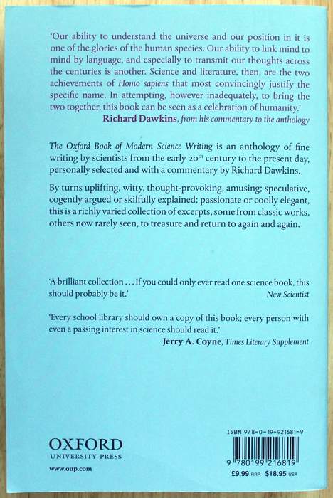 Back Cover - The Oxford Book of Modern Science Writing by Richard Dawkins - NEW Paperback