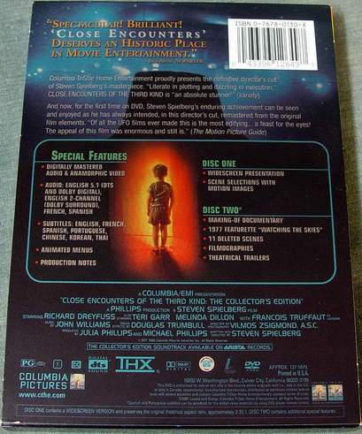 (Back View) Close Encounters of the Third Kind Widescreen Collector's Edition 2-Disc DVD Set