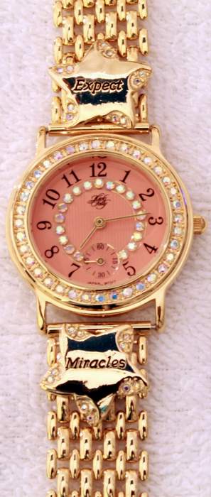 Kirks Folly Goldtone Expect Miracles Watch