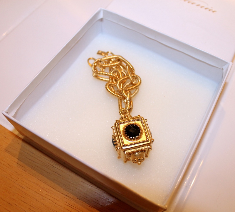 Melania Goldtone Vintage Design Faux Black Onyx Charm Bracelet in the Melania Gift Packaging