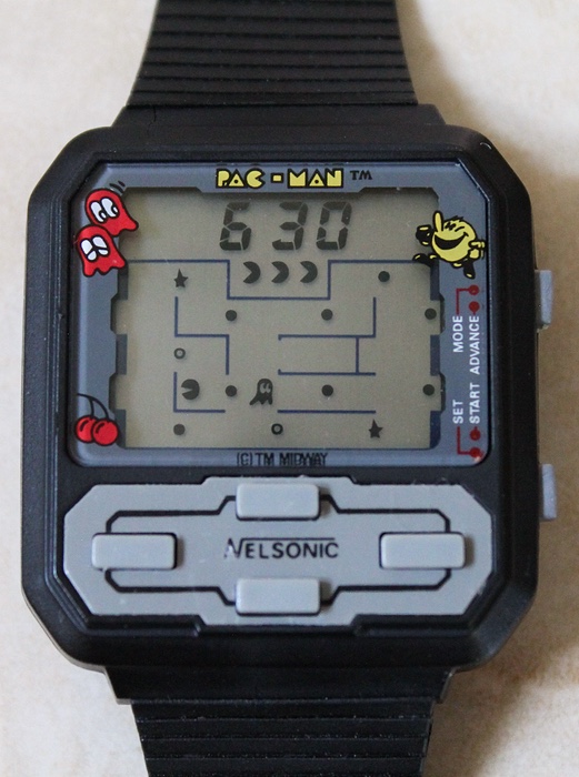 Close-up, Like New 1983 Nelsonic Pacman game watch