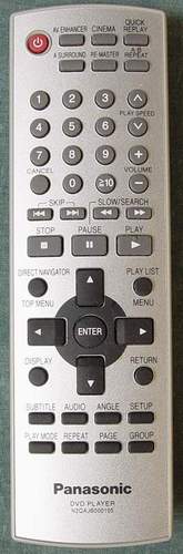 Panasonic N2QAJB000105 Remote for Portable DVD Player