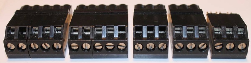 includes (5) female 3-pin and 5-pin screw terminals block connectors