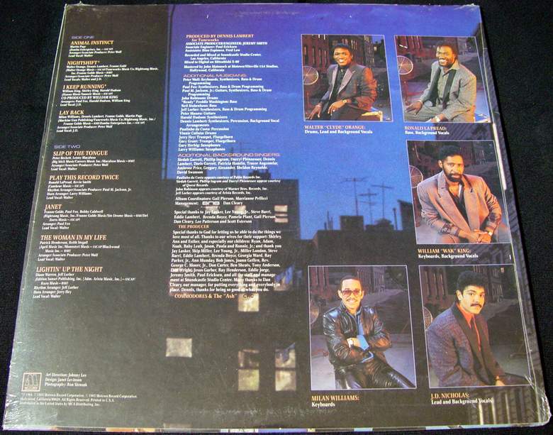 THE COMMODORES NIGHTSHIFT 1985 Motown Records LP (6124ML)