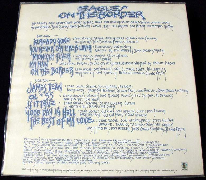 THE EAGLES On The Border LP 1974 ASYLUM RECORDS 7E-1004
