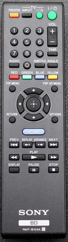 SONY Blu-Ray Disc RMT-B104A Remote Control for Blu-Ray Disc Player