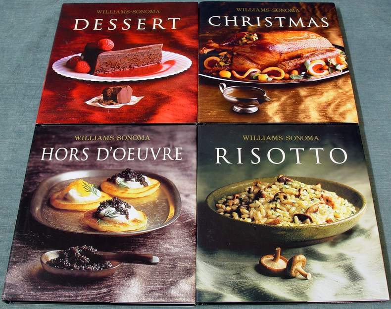 4 Williams-Sonoma Cookbooks: Dessert ~ Christmas ~ Hors D'Oeuvre ~ Risotto