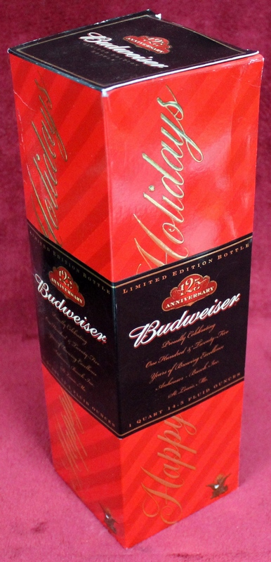 2001 Budweiser Holiday Edition 125th Anniversary 1 Quart Beer Bottle