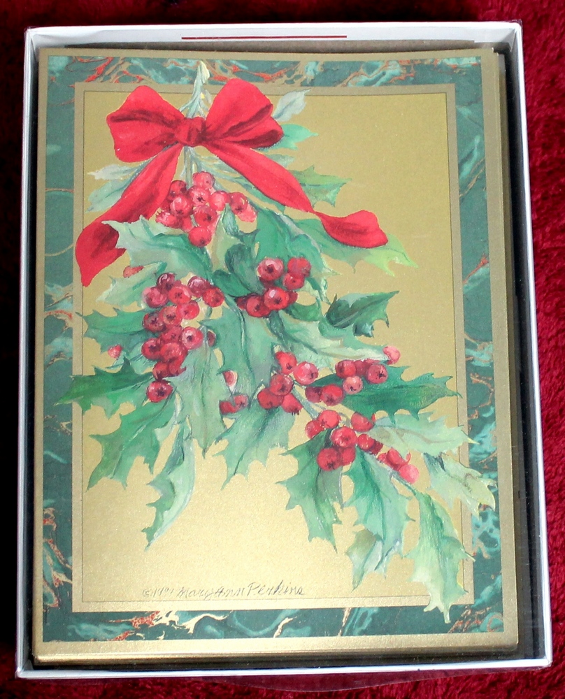20 Caspari Christmas and Holiday Cards Brand New Sealed - Holly branch ...