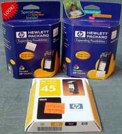 3 Genuine HP Ink Cartridges (2) HP 51641A Tri-color 41 (1) HP 51645A Black 45