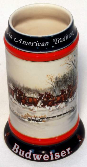 1990 Budweiser Champion Clydesdales Holiday Series Stein