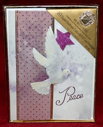 Burgoyne 10 Elegant Handmade Holiday Cards With Foil Lined Envelopes - with Peace dove on the front