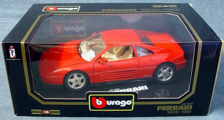 1989 Ferrari 348tb Bburago #3039 Diamonds Series 1:18 Scale Diecast Car