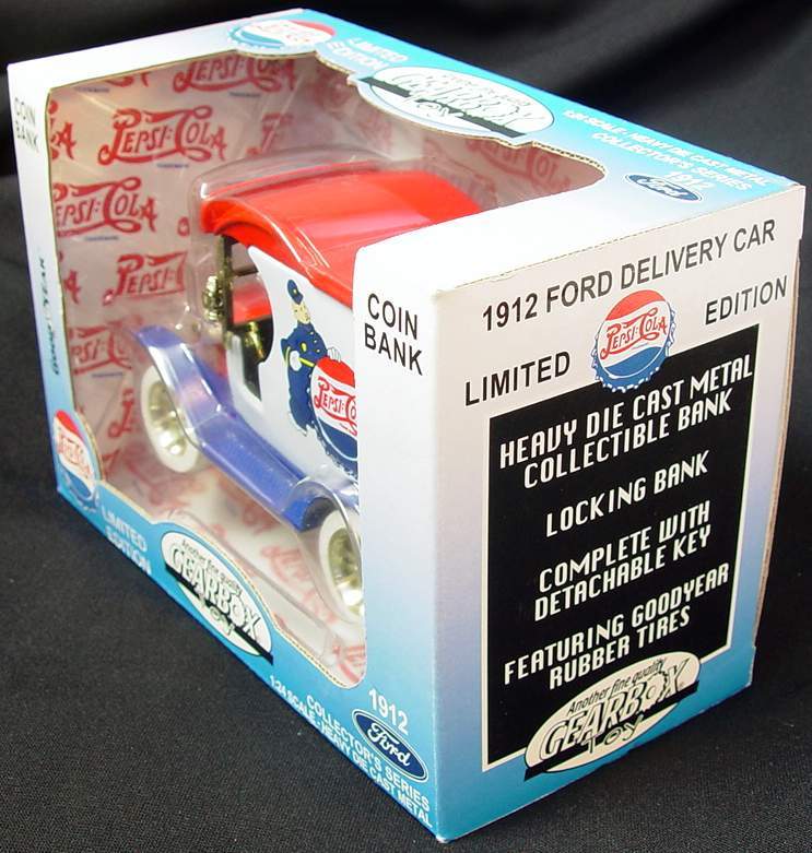 1912 Ford Model T Pepsi Cola Delivery Car 1:24 Scale Die Cast Lockable Coin Bank