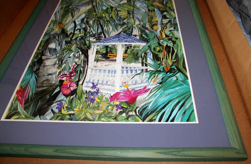 Eileen Seitz 1991 Purple Gazebo Signed, Framed and Matted Print