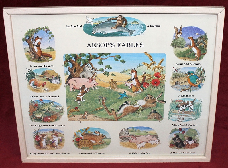 Melanie Cargill - AESOP'S FABLES - Vintage framed print with glass face.
