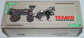 TEXACO Collector's Series No. 8 Horse and Tanker Locking Coin Bank with Key